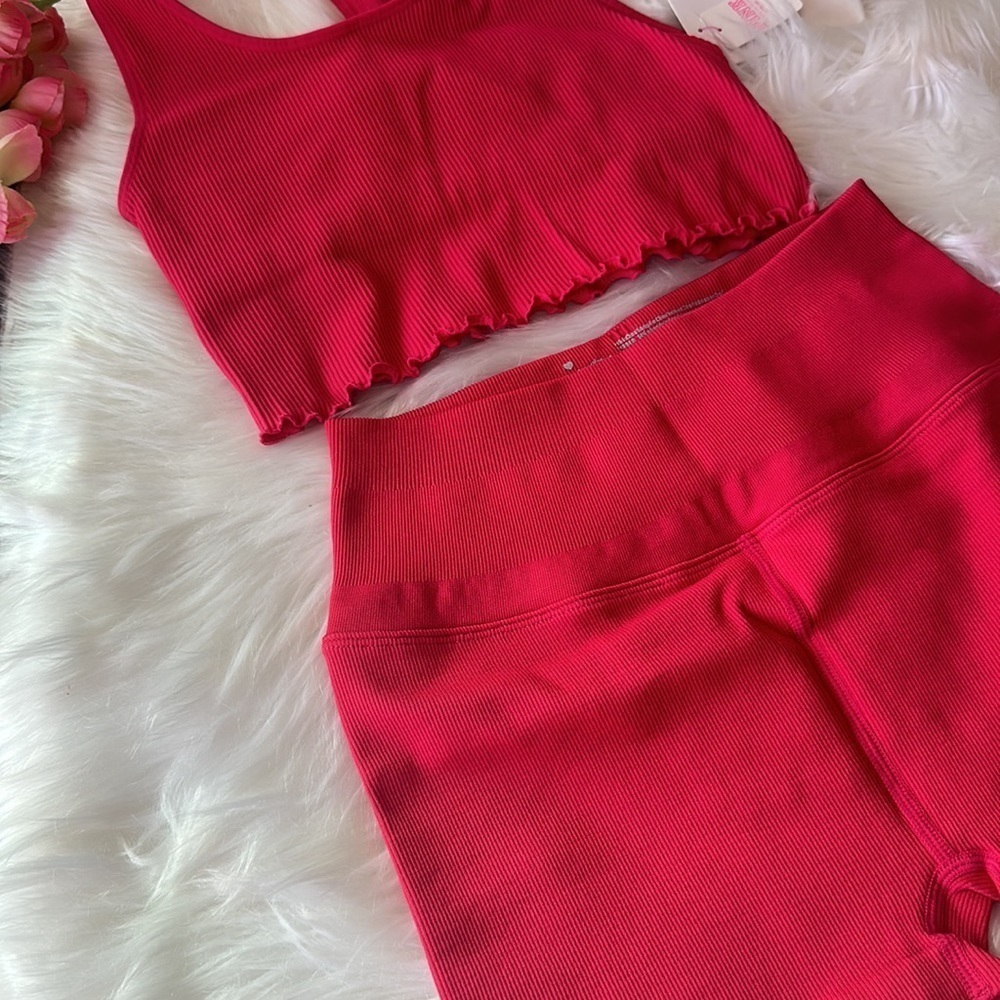 VICTORIA'S SECRET Pink Spiritual Gangster High Waist Biker Short Set - Picture 2 of 5
